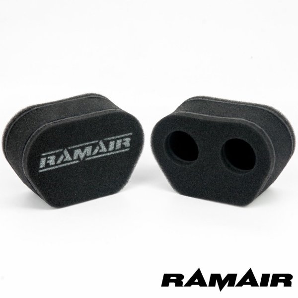 Ramair Twin Inlet Motorcycle Carb Sock Foam Air Filter 74mm, 2 Stück